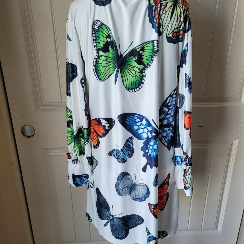 Women’s White Butterfly Print Off-Shoulder Dress